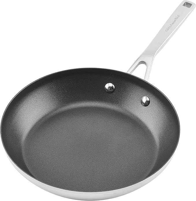 KitchenAid 71008 3-Ply Base Brushed Stainless Steel Nonstick Frying Pan/Fry Pan/Skillet, 9.5 Inch