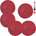 Trivets for Hot Dishes, Pots and Pans, 8 Inches Hot Pads 5 Pcs, Pot Holders for Kitchen, Heat Resistant Mat Protect Counter, Coasters Set Home Essentials Farmhouse Decor (Red)