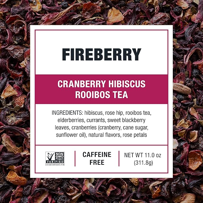 Tiesta Tea - Fireberry Cold Brew, Loose Leaf, Cranberry Hibiscus Rooibos Tea, Premium Non-Caffeinated Blend, Cold Brew Packets, Makes 64 oz Per Bag (Pack of 10)