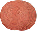 FunWheat Round Braided Placemats Set of 6 Place mats for Dining Tables Woven Heat Resistant Table Mats 15 inch for Fall(Orange)