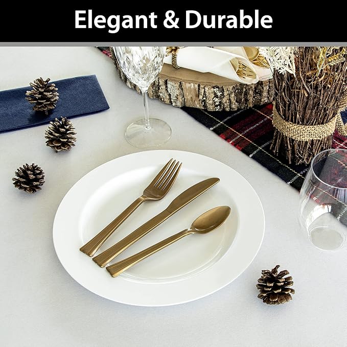 Lillian Tablesettings Premium Quality Heavyweight 10.25 inch Plastic Plates China Like, Wedding and Party Dinnerware Plastic Plates White Pearl - 30 Count