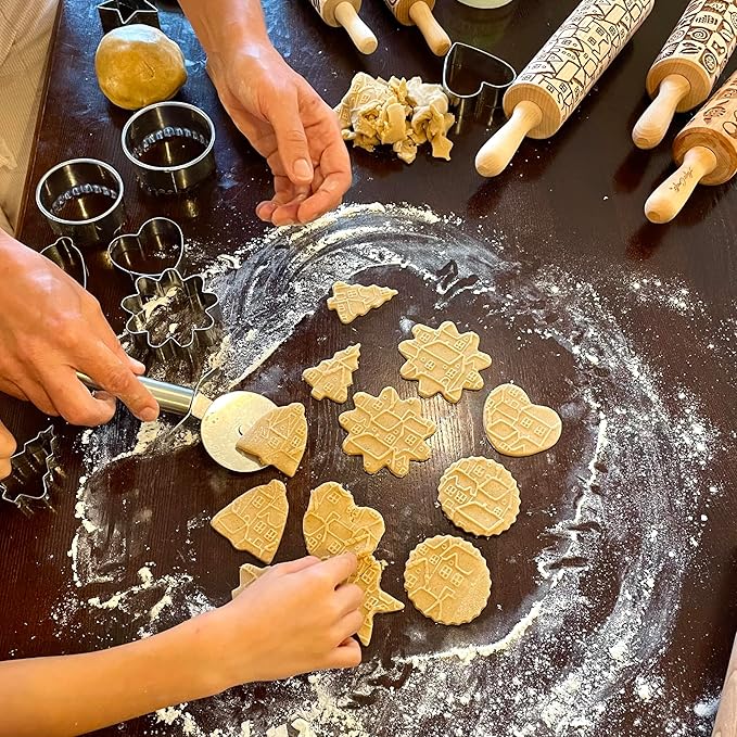 WILD POPPY Embossing Rolling Pin with Flowers Pattern. Dough and Clay Roller for Embossed Cookies and Pottery. Cookie and Ceramic Stamp. Backing Gifts for Women by Algis Crafts