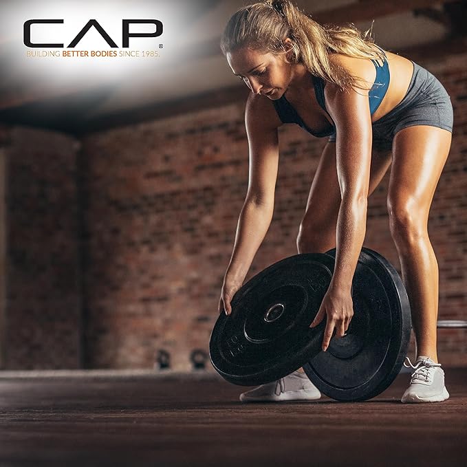 CAP Barbell 2-Inch Olympic Bumper Plate Weight Set with 6 Post Rack | 100-370 lbs | Multiple Options