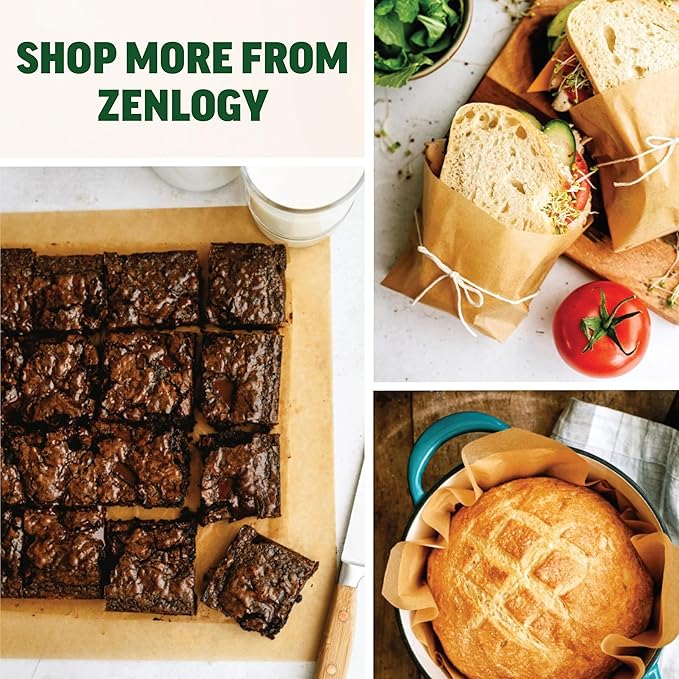 Zenlogy 8 Inch Parchment Paper Rounds (100 Sheets) - Unbleached, Pre-cut, High Heat, Round Liners - Fits 8 inch Round Cake Pans or Great for Freezing, Storing, and Separating