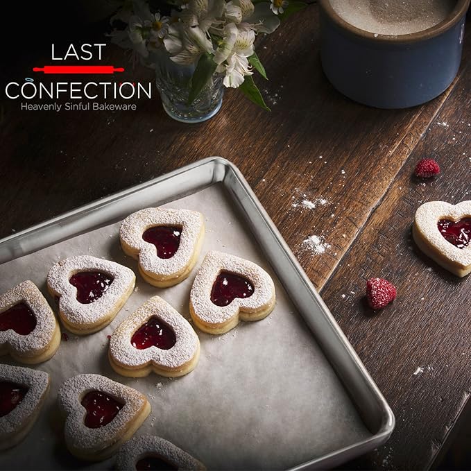 Last Confection 6 Cookie Baking Sheets 13" x 18" - Rimmed Aluminum Jelly Roll Trays - Half Sheet Pans
